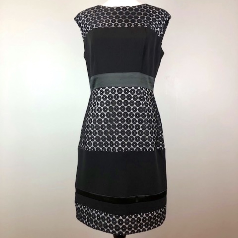 Studio One Lace And Satin Stripe Dress Sz 6